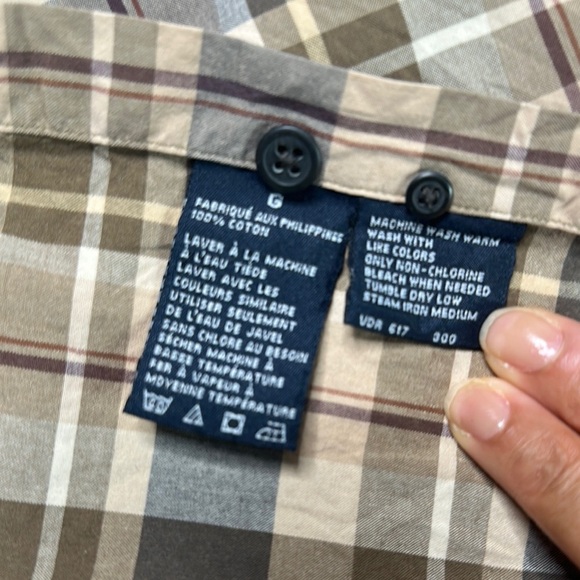 Nautica Beige and Brown Plaid Button Down Shirt - Picture 6 of 10